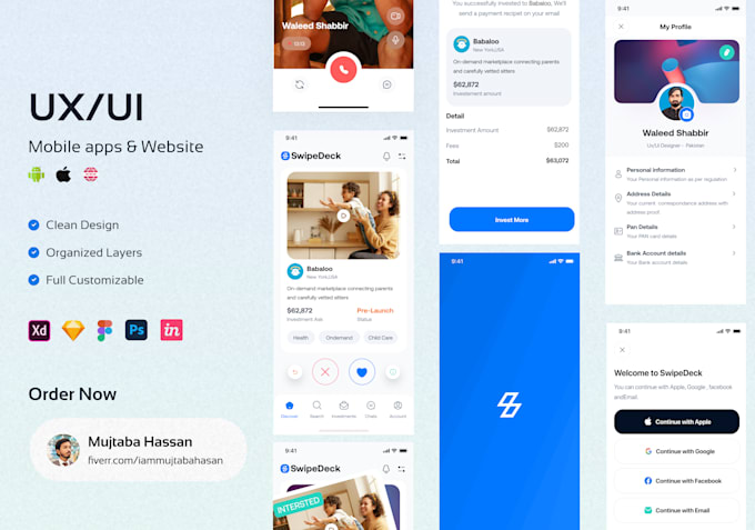 design modern ui ux design or wireframe for mobile and web