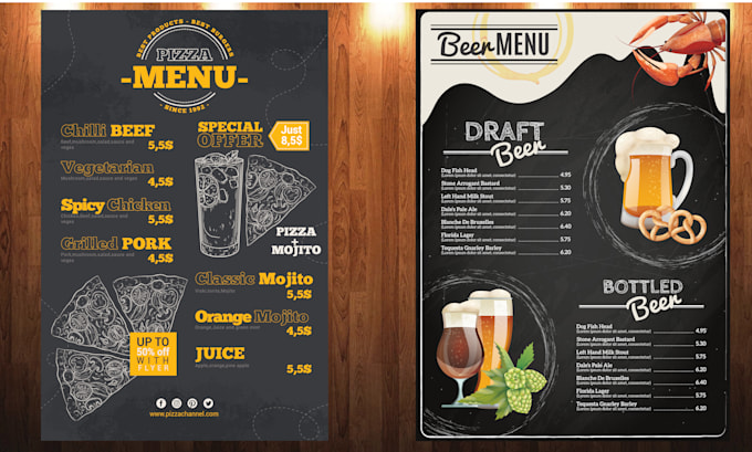 do chalkboard menu, price list and price table in 24 hrs