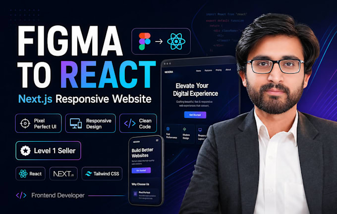 convert figma to react and next js responsive website