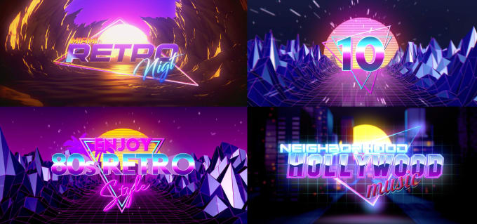 Create an 80s neon city retro animation intro video of your text, logo ...