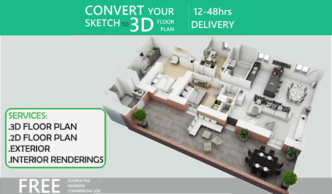 model your floorplan into 3d by sketchup