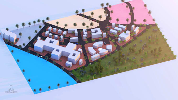 model and render urban plan, site plan, location plan and etc