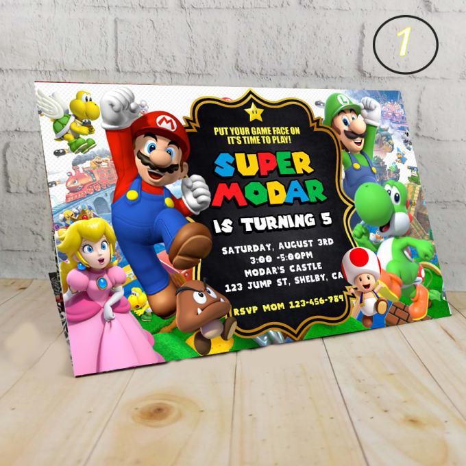 Invitation d'anniversaire de Super Mario, invitation imprimable de