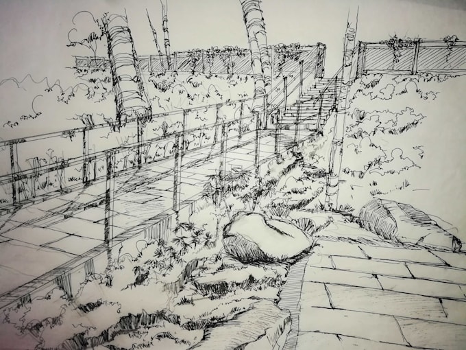 create unique landscape drawings and backgrounds