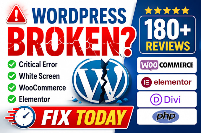 fix wordpress bugs, critical errors, woocommerce and elementor issues