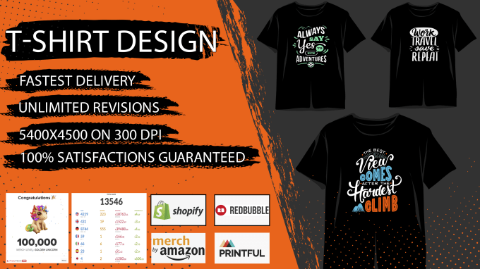 Do custom typography t shirt design for print on demand by Reallogoo ...