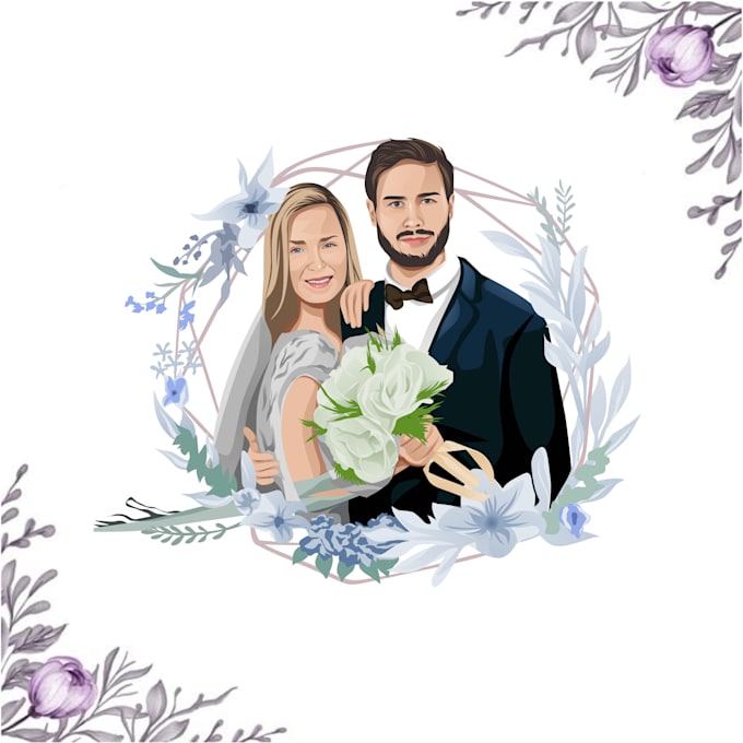 draw couple portrait for wedding illustration