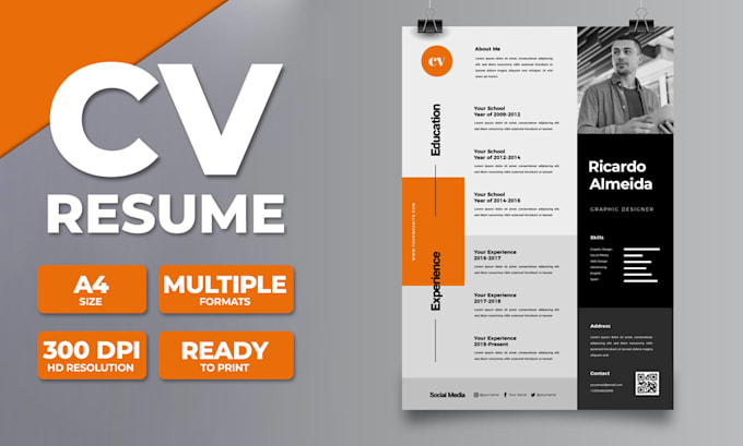 make professional resume design or modern cv template