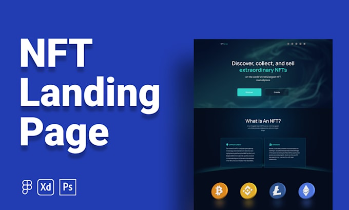 create nft landing page, nft website and crypto ui design