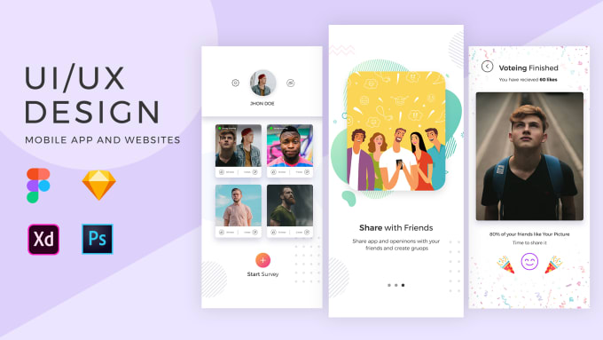 I will design mobile app website, dashboard, UI UX