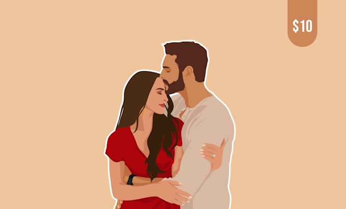 draw minimalist couple vector art portrait