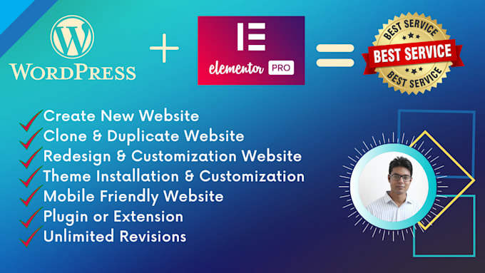 create wordpress website, blog, and landing page by elementor pro