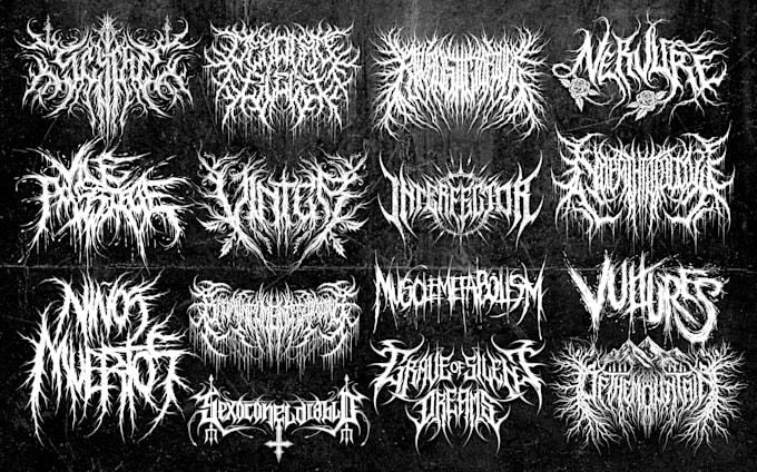 create death metal, deathcore, slam, and black metal  logo