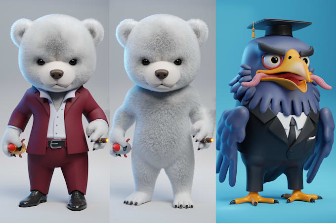 create unique 3d nft art and 3d character modeling for game or nfts