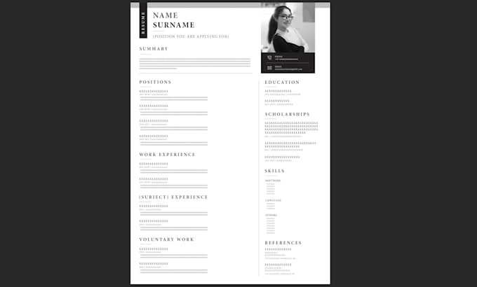 produce concise CV and cover letter templates