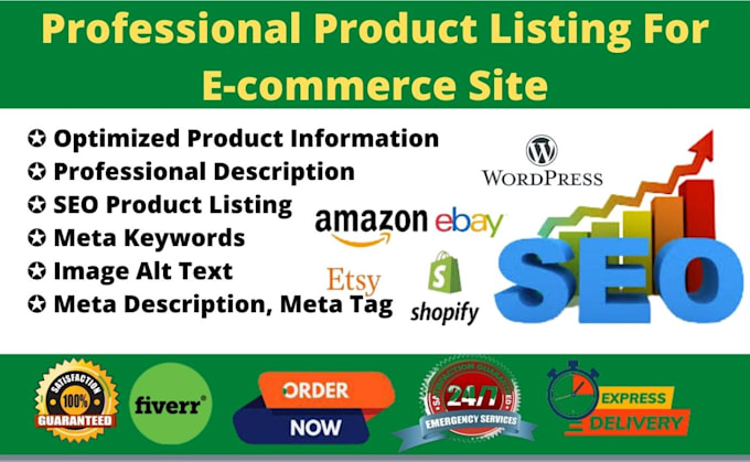 do shopify, ebay, amazon, etsy, wordpress product listing with SEO description