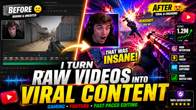 edit your gaming videos with captions,effect and fast pacing