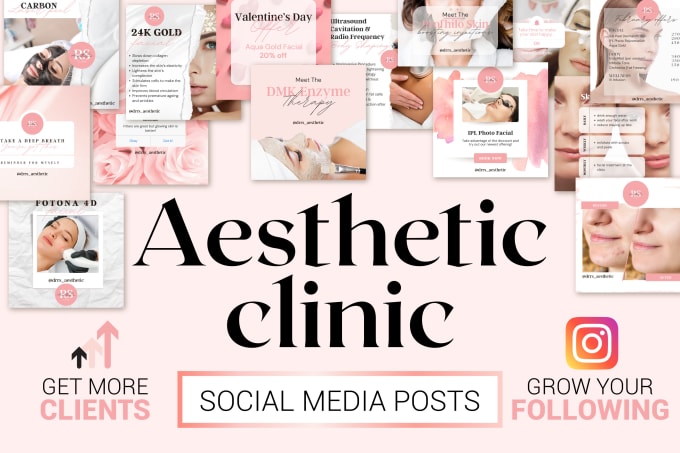 Hire a freelancer to design 100 aesthetic clinic social media posts