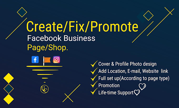 create or setup facebook business page, instagram and more