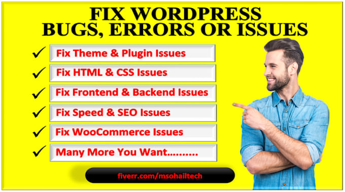 fix wordpress bugs, errors or issues wp help