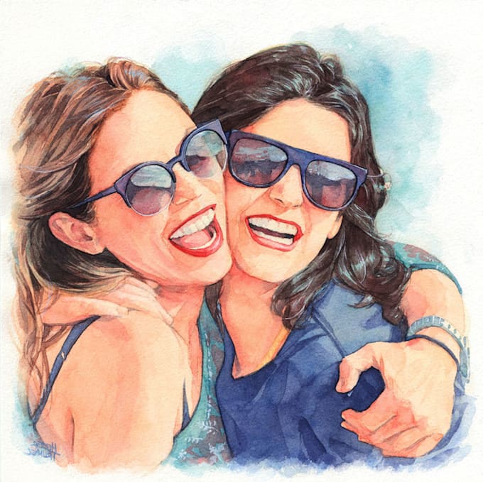paint a stylized portrait in watercolor