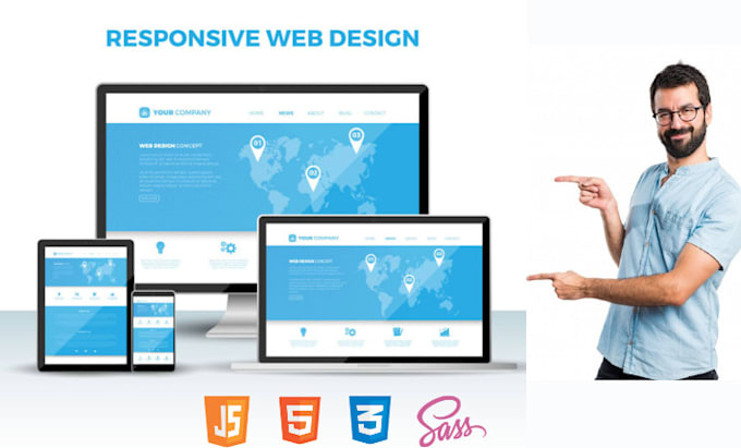Design develop a custom responsive website in html, css, javascript ...