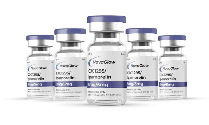 design peptide sarms, vial, product label, supplement label or 3d bottle mockup