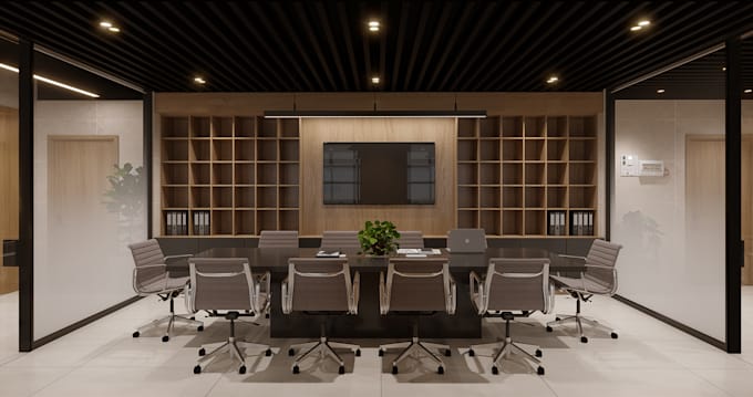 design and make 3d rendering of interior office
