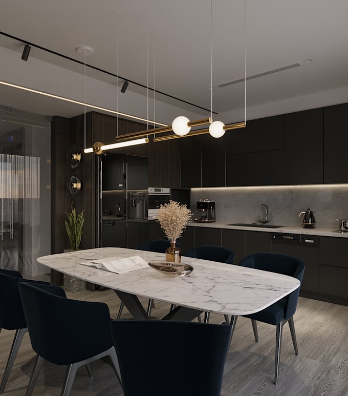 create realistic kitchen design render