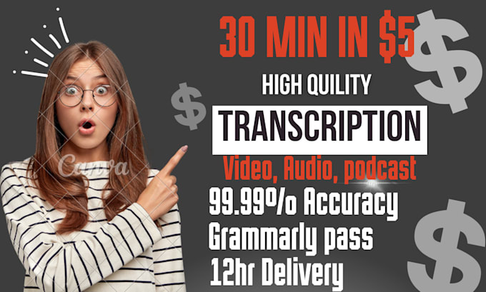 transcribe interview audio, video, youtube, podcast, webinar transcription