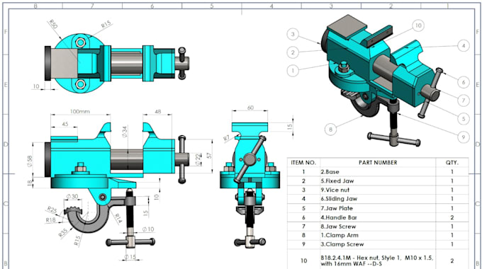 Create 2d and 3d model on solidworks by Wazir48 | Fiverr