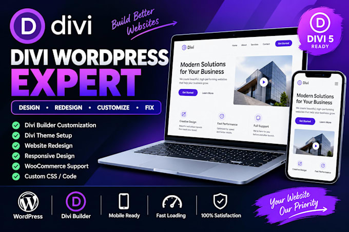 design redesign and customize your divi wordpress website