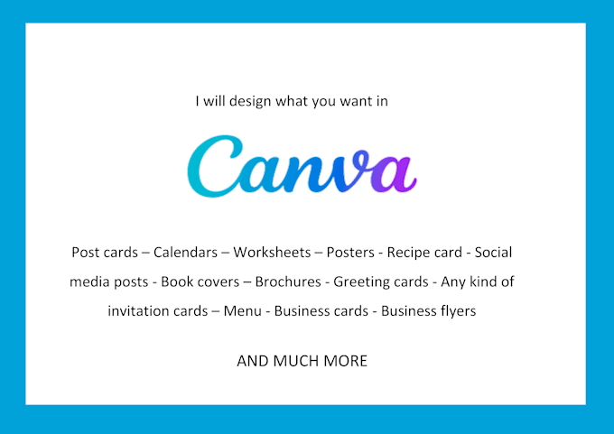 design invitation, menu, worksheet and much more in canva