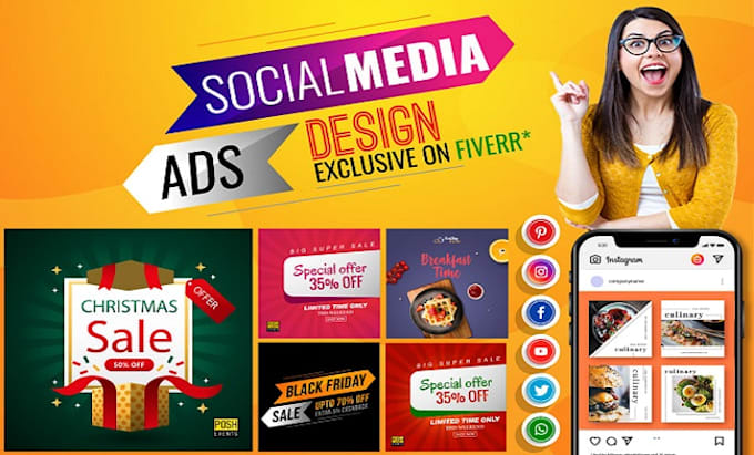 professional social media ads post design with ads campaign