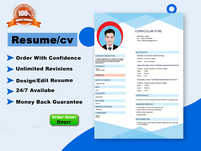 design a minimal and eye catching CV resume
