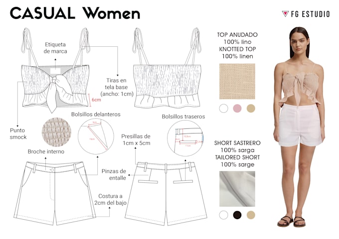 create a professional and complete fashion tech pack