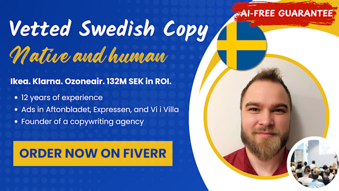 write seasoned swedish sales copy, email copywriting, seo article content, ad