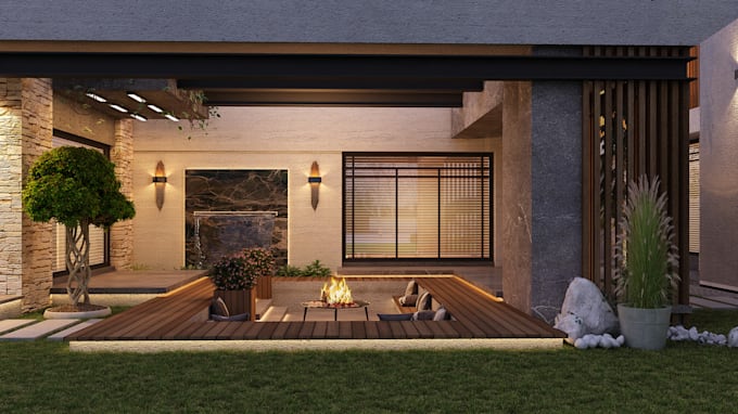landscape, backyard, garden, pool, architect