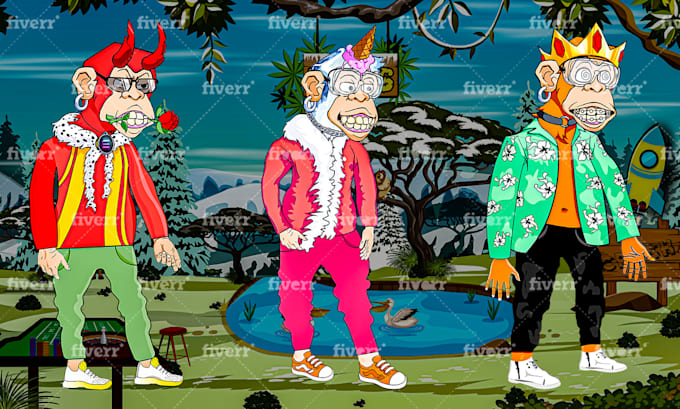create 2d 3d vector nft illustration art collection opensea