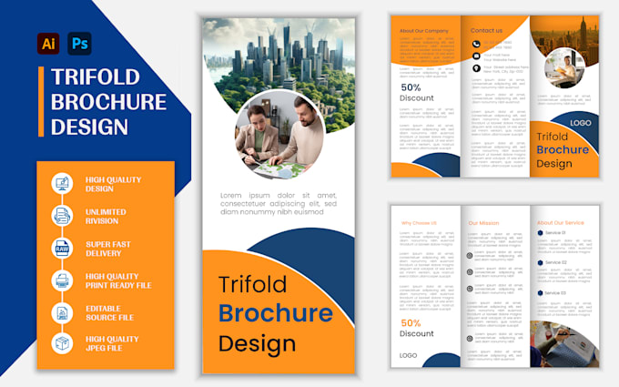 design creative trifold brochure, flyer, rack card