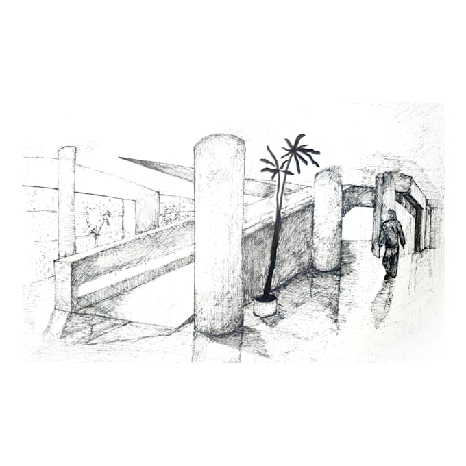 do unique and custom hand drawn architectural sketches