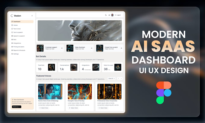 design ai saas dashboard UI UX and admin panel in figma