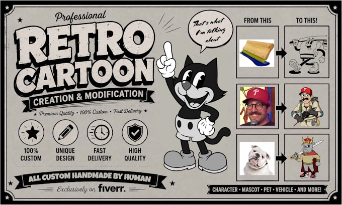 create and modify character in retro cartoon style