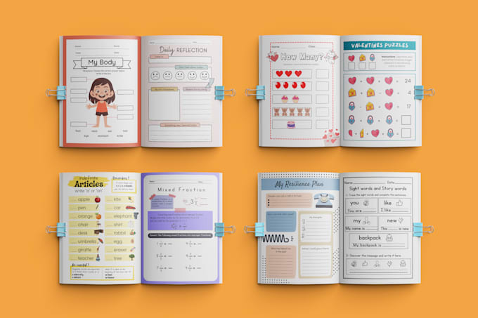 kids worksheets workbook design for print