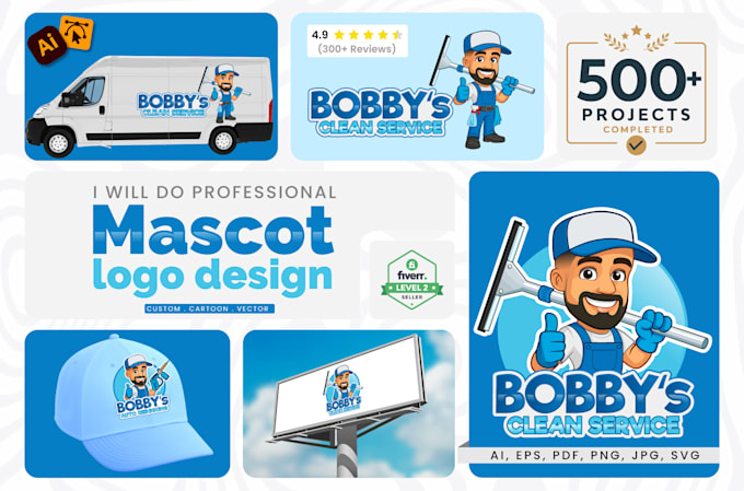 do professional mascot illustration cartoon character logo vector