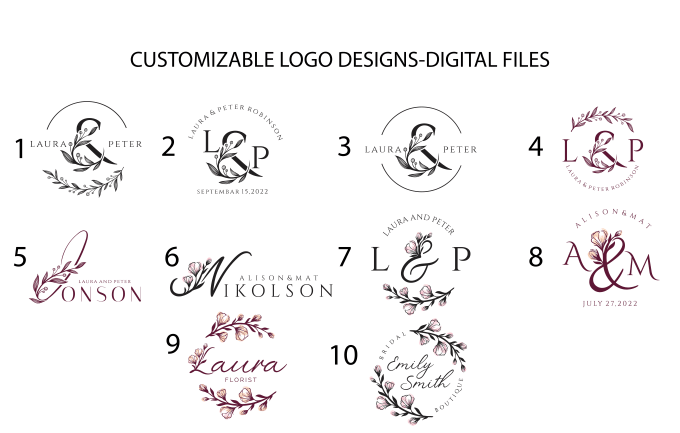 Customize one of my ready made wedding or floral logo by Sashica