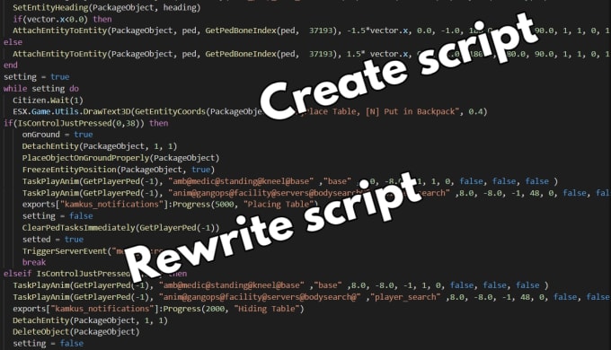 Make you script or rewrite fivem script for your server by Kamkus | Fiverr
