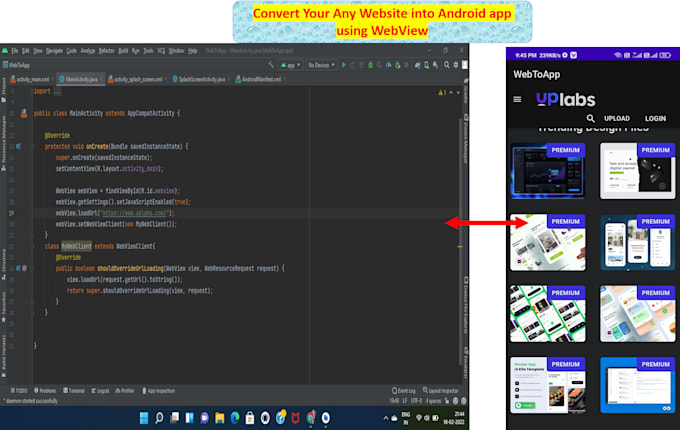 convert site to an android app using webview