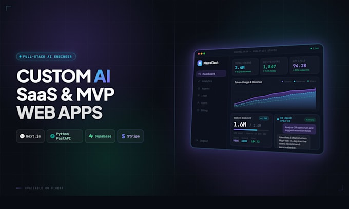 develop a custom ai saas, mvp or full stack web application