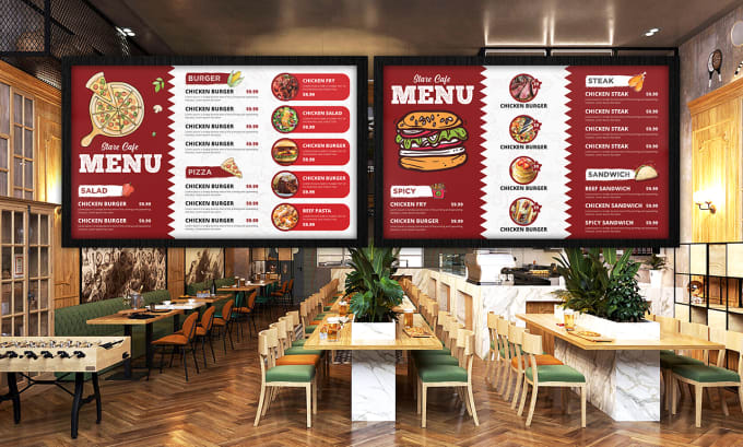 Design digital menu or tv screen menu, menu board, menu card, food ...